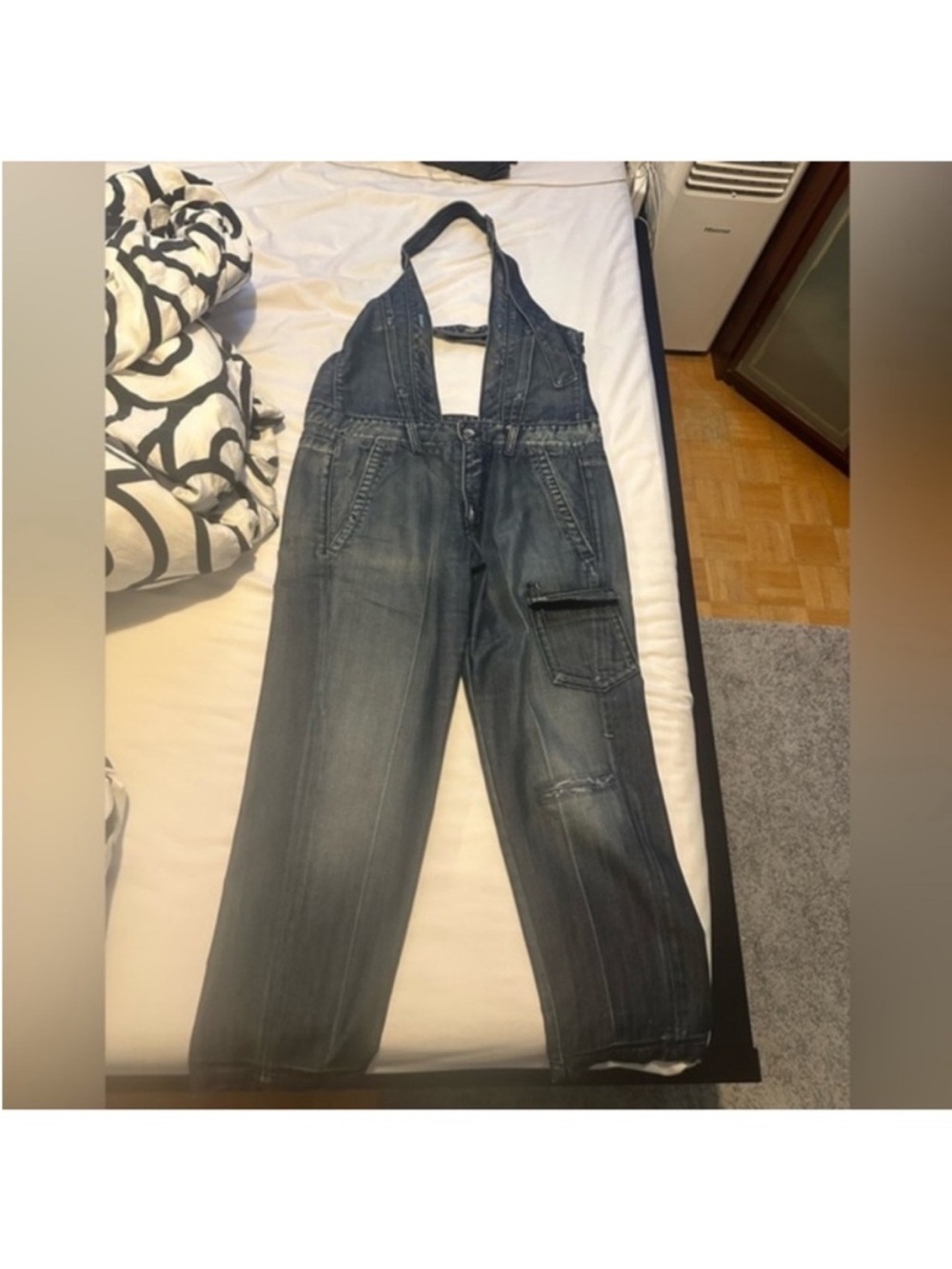 Miss Sixty Washed Gray Denim Halter Jumpsuit